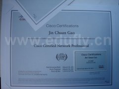 2013年5月9日Jin Chuan Gao的CCNP证书